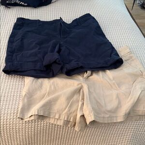 LOFT Women's Shorts in Navy and Beige